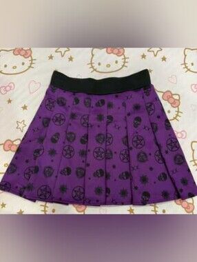 Spencer's Gothic Occult-Print Pleated Skater Skirt